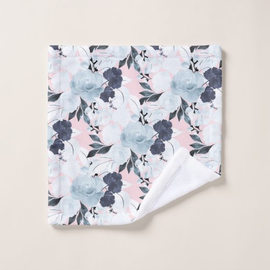 Peinture d'aquarelle florale bleu (Gant de toilette)