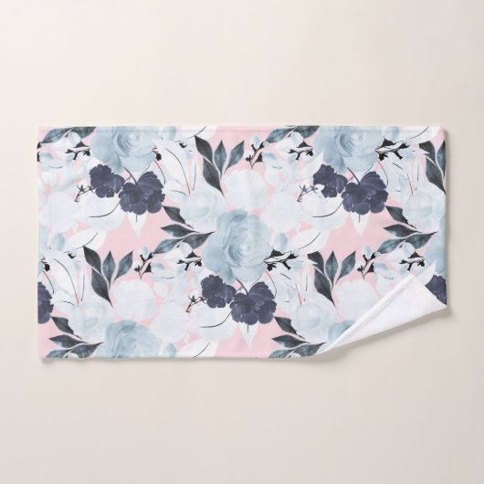 Peinture d'aquarelle florale bleu (Serviette à main)