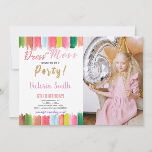 Peinture d'aquarelle Invitation à l'anniversaire a (Devant)