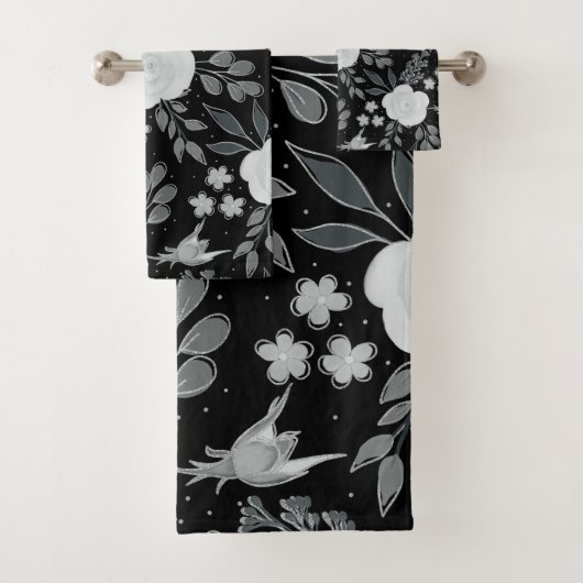 Peinture d'aquarelle Rose en noir blanc (En situation)