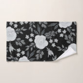 Peinture d'aquarelle Rose en noir blanc (Serviette à main)