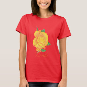 Peinture d'aquarelle Rose orange, t-shirts mariés