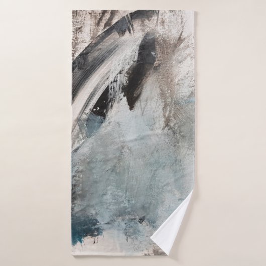 Peinture d'art Abstrait gris et bleu.abstrait, art (Serviette de bain)