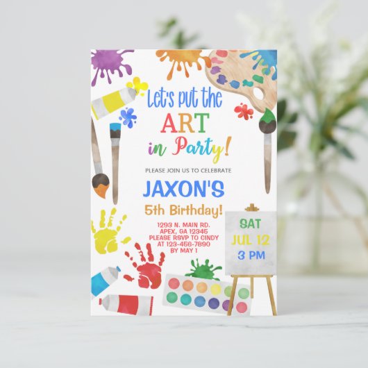 Peinture d'art dessin invitation d'anniversaire ga (Debout devant)