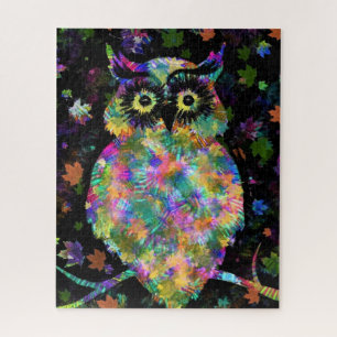 Peinture d'art puzzle de puzzle de hibou coloré