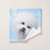 Peinture de Bichon Frise - Cute Original Dog Art (Gant de toilette)