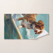 Peinture de Brittany Spaniel faisant du surf sur l (Serviette à main)