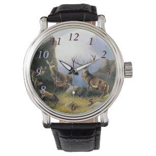 Peinture de cadeau de montre de famille de cerfs