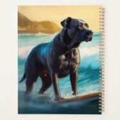 Peinture de Cane Corso faisant du surf sur la plag (Dos)