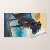 Peinture de Cane Corso faisant du surf sur la plag (Serviette à main)