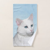 Peinture de chat blanc - Cute Original Cat Art (Serviette à main)