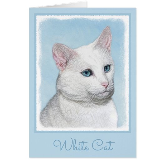 Peinture de chat blanc - Cute Original Cat Art (Devant)