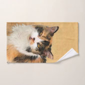Peinture de chat Calico - Cute Original Cat Art (Serviette à main)