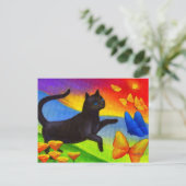Peinture de chat noir sur les cartes postales Papi (Debout devant)