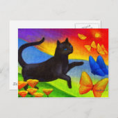 Peinture de chat noir sur les cartes postales Papi (Devant / Derrière)