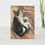 Peinture de chats Carte d'anniversaire avec Citati<br><div class="desc">C'est une peinture à l'huile originale que j'ai faite des deux chats de mon ami qui sont inséparables.  La citation de Woodrow Wilson est importante parce qu'elle souligne l'importance de l'amitié pour unifier notre monde.</div>