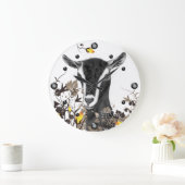 Peinture de chèvre laitière alpine Horloge florale (Maison)
