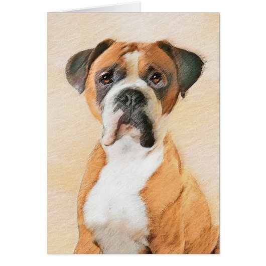 Peinture de chien Boxer originale non rognée, Art (Devant)