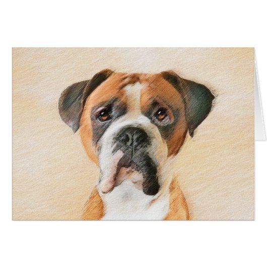 Peinture de chien Boxer originale non rognée, Art (Devant horizontal)