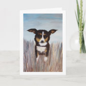 Peinture de chien brun sur carte blanche (Devant)