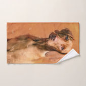 Peinture de Chien de Vizsla en Hongrie (Serviette à main)