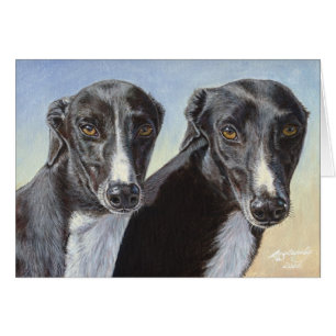 Peinture de chien de whippet de lévrier de soeurs