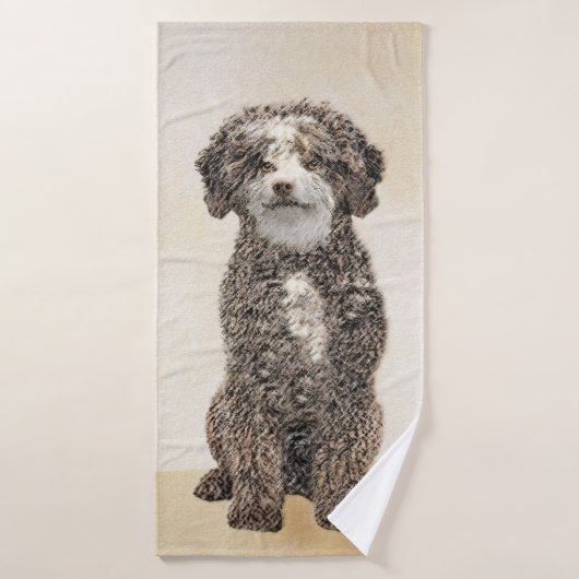 Peinture de chien d'eau espagnol - Art original de (Serviette de bain)