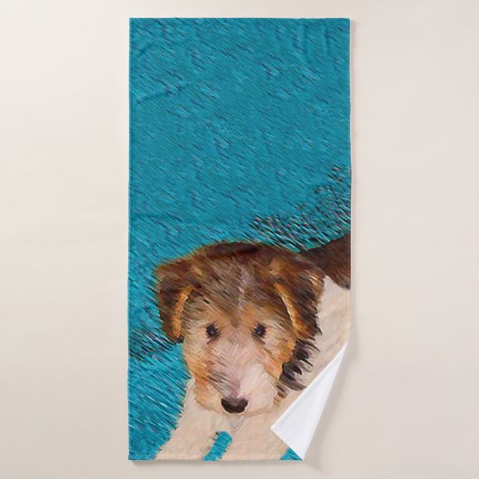 Peinture de chiot Terrier Fox - Art de chien origi (Serviette de bain)
