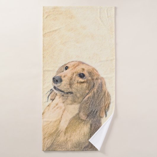 Peinture de Dachshund (Longhaïs) - Art original du (Serviette de bain)