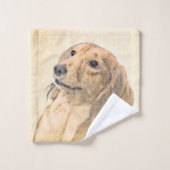 Peinture de Dachshund (Longhaïs) - Art original du (Gant de toilette)