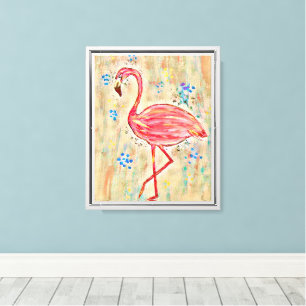 Peinture de flamant rose Toile murale encadrée