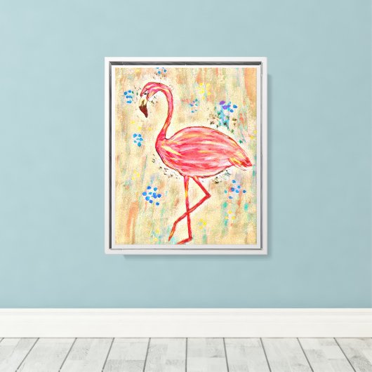 Peinture de flamant rose Toile murale encadrée (Insitu (Plancher de Bois))