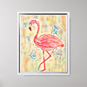 Peinture de flamant rose Toile murale encadrée (Recto)
