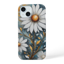 Peinture de fleurs blanches iPhone 15 coque