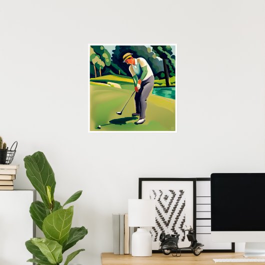 Peinture de Golfer - Impression d'art (Bureau à domicile)