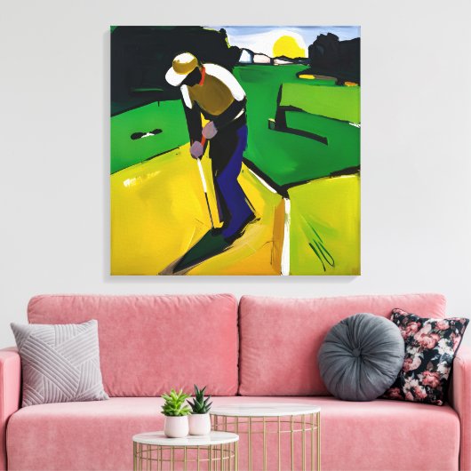 Peinture de Golfer - Impression de toile étirée (Insitu(Salon))