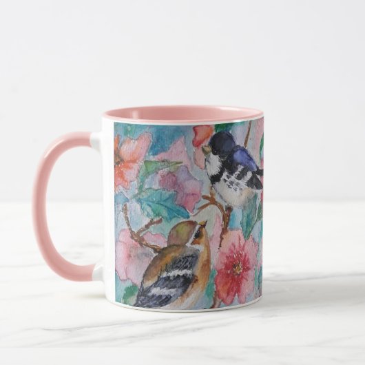 Peinture de la Mug avec des Bruants Oiseaux de pri (Gauche)