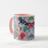 Peinture de la Mug avec des Bruants Oiseaux de pri (Devant gauche)