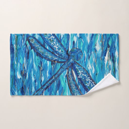 Peinture de libellules bleues (Serviette à main)