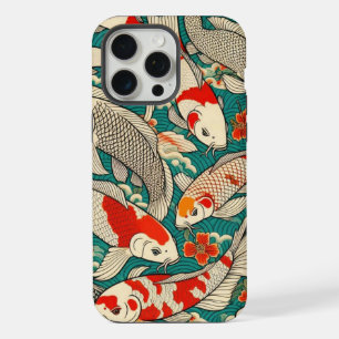 Peinture de motif de carpes koï japonaises vintage
