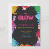 Peinture de Neon Glow Invitation Anniversaire (Devant)