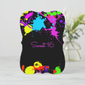 Peinture de néon, Sweet sixteen, Invitation Bat mi (Debout devant)