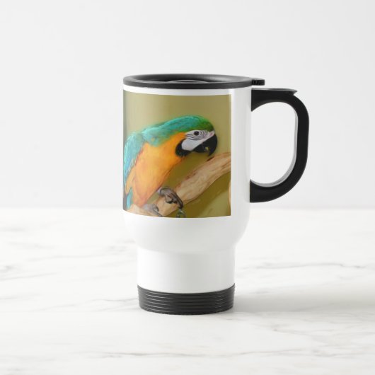 Peinture de perroquet bleu or Macaw Mug de voyage (Droite)