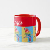 Peinture de perroquet rouge Macaw Mens Nom Art Mug (Devant droit)