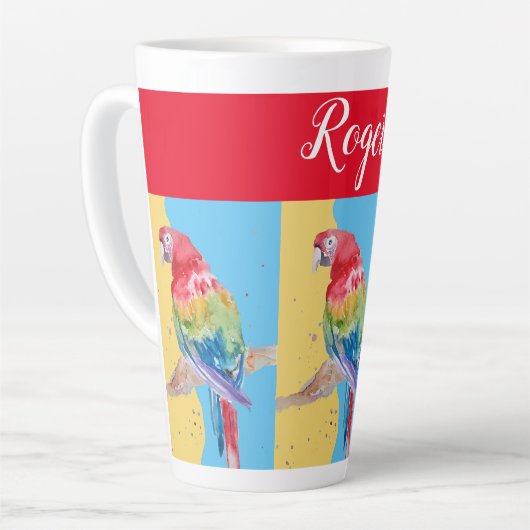 Peinture de perroquet rouge Macaw Mens Nom Art Mug (Angle gauche)