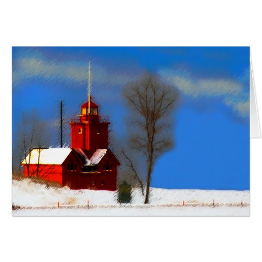 Peinture de phare rouge - Art original (Devant horizontal)