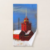 Peinture de phare rouge - Art original (Serviette à main)
