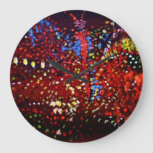 Peinture de points abstraits Horloge murale ronde (Recto)