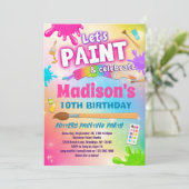 Peinture de poterie arc-en-ciel Invitation de fête (Debout devant)