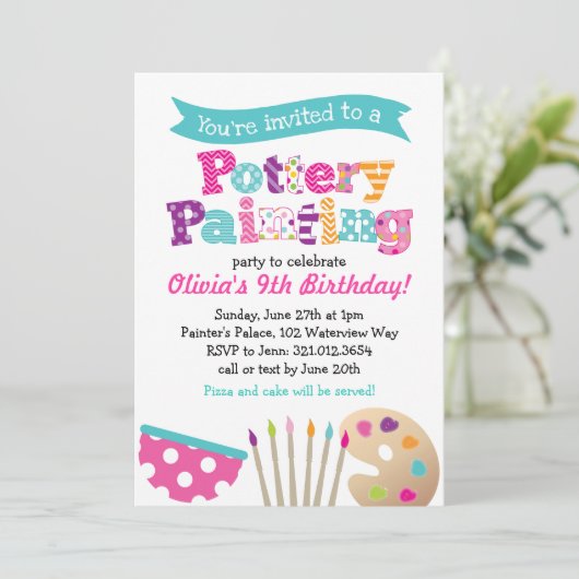 Peinture de poterie Art Party Invitation (Debout devant)